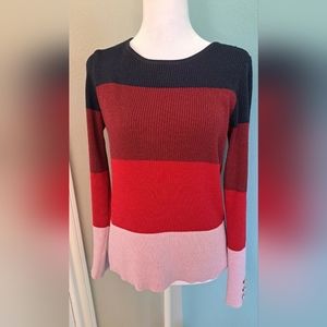 Rio & Rian Preppy Striped Sweater Blouse Metallic Classic Petite L